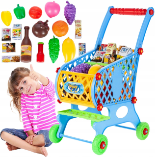Nákupný košík s produktmi MalPlay 107230, modrý
